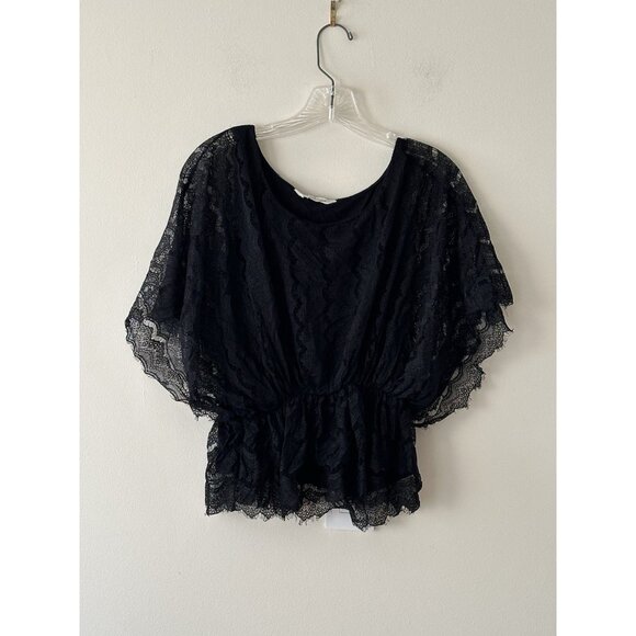 Old Navy Tops - Old Navy Top Women’s Dark Lace Overlay Kimono Sleeve Elastic Waist Small Batwing